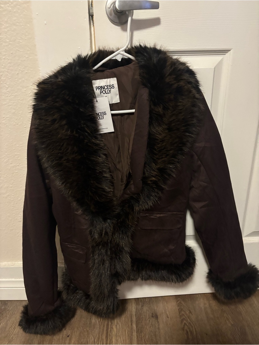 Princess Polly Brown Faux Fur Trim Penny Lane Jacket
